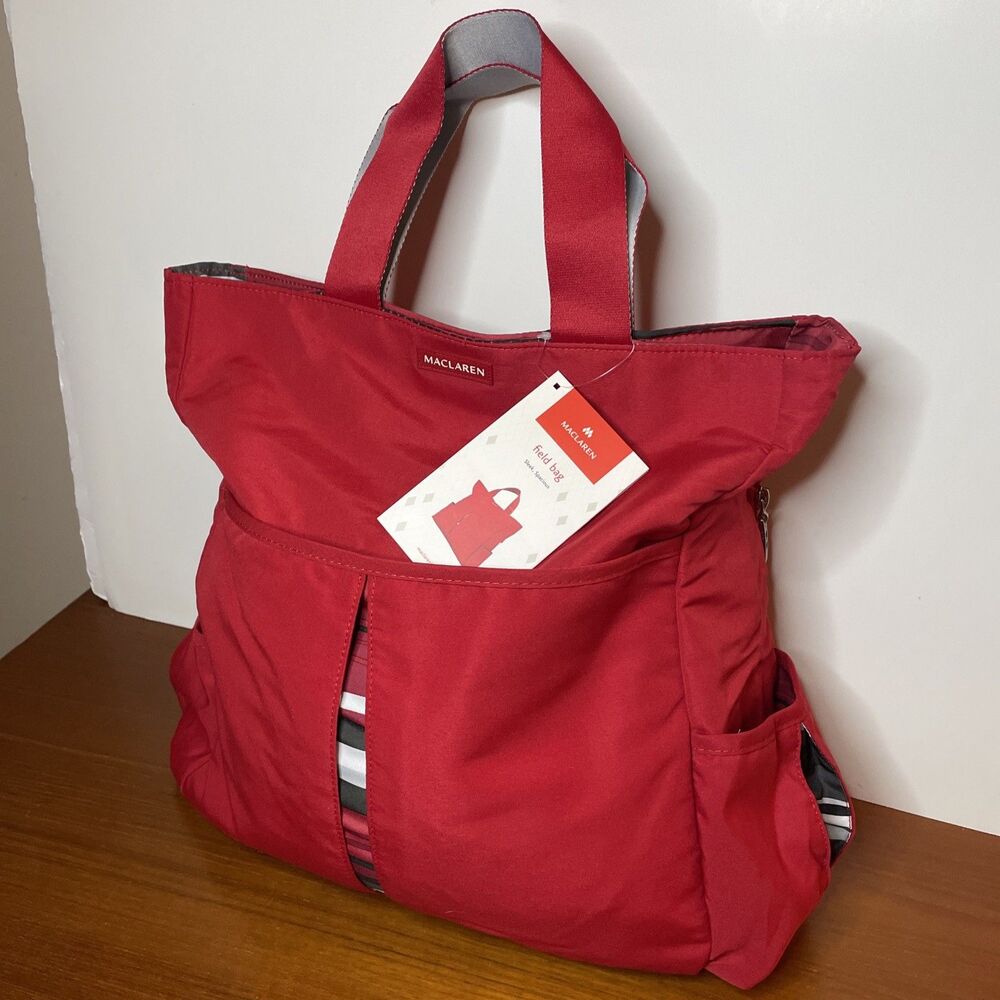 Maclaren Red Field Bag Diaper Tote with Pockets, Pad & Adjustable Strap NEW - Picture 4 of 15